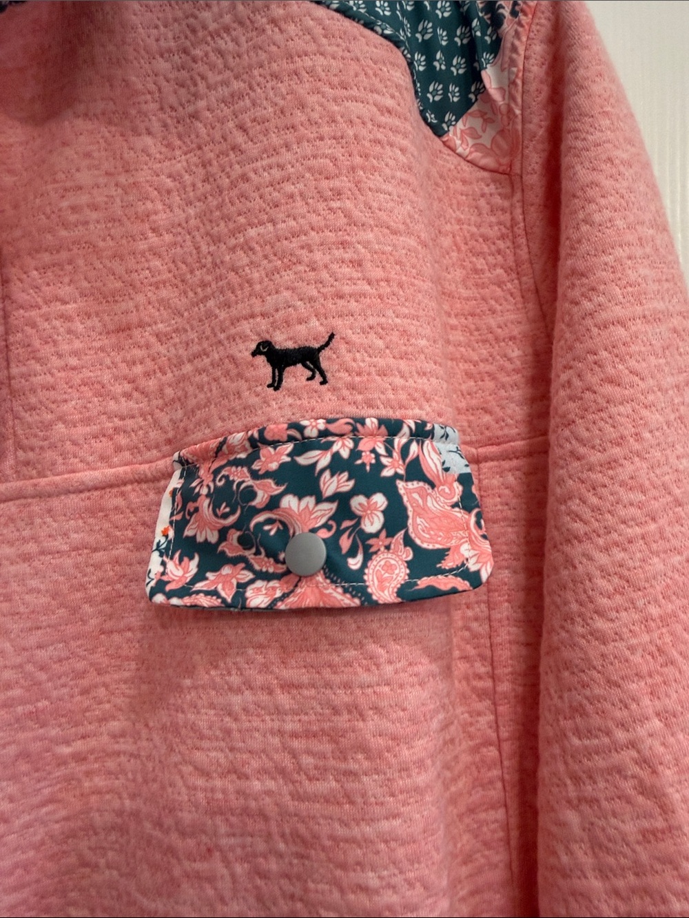 Pink Womens’s Simply Southern Pullover Quarter-Zip Top with Floral size large - Picture 5 of 9